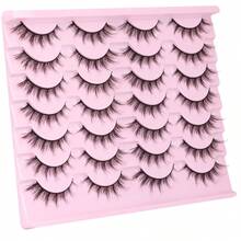 14 pares de pestañas postizas falsas de 14 mm tipo mink 3D de aspecto natural con efecto de ojos de gato y vaporosos, marca Kiromiro - Anime C02 - Ver 6