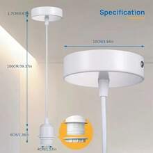 E27 Hanging Lamp Base - With 100.0cm Hanging Wire, Hardwired Chandelier Base - Multi-Functional White/Black Lampshade Base, Suitable For Home, Bar, Restaurant And Hotel Decoration