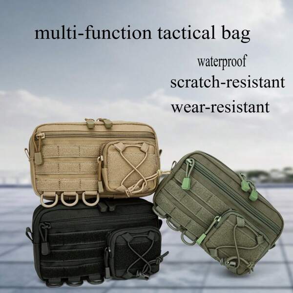 1pc Durable Tactical EDC Kit, Compatible With MOLLE System, Compact Nylon Waist Pack With Zipper Compartments, Portable For Travel & Outdoor Use - Available In Khaki, Green, Black