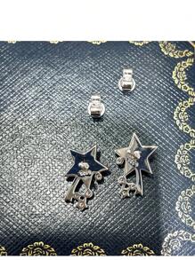 1 Pair Unique Diamond Earrings With Moissanite & 925 Sterling Silver 5-Pointed Star Design, Suitable For Daily Wear And Dates