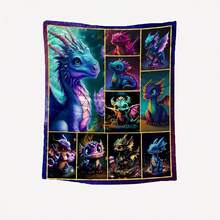 Comfortable 3D Dragon Pattern Blanket - Soft Double-Sided Flannel Shawl For Sofa, Bed, Office, And Travel - Perfect Gift For Young People And Adults Nightmare Before Christmas T How Blanket - Nhiều màu - Xem 2