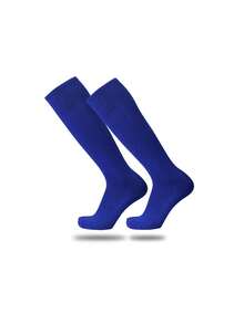 1 Pair Children Over-The-Knee Football Socks, Ages 2-12, Solid Color, Non-Slip Towel Bottom, Thickened Sports Socks, Suitable For Outdoor Sports, Cycling, Hiking, Football, Running And Outdoor Activities - Multicolor - View 27