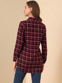 Women's Christmas Buffalo Plaid Asymmetric Kimono Open Front Cardigan