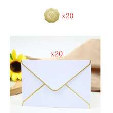 10pcs-50pcs Paper Envelopes With Thank You Stickers For Invitations With Gold Border, Gift Cards Envelopes Self Adhesive Invitation Envelopes With V-Flap, Great For Graduation, Invitation, Baby Shower, Wedding,School Supplies,Back To School