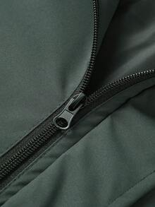 1 pieza Chaqueta con cremallera y capucha con diseño de bloques de color, adecuado para el uso de los hombres en las vacaciones y el ocio - Verde Oscuro - Ver 5