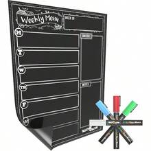 Magnetic Dry Erase Menu Board For Fridge Includes 4 Liquid Chalk Markers Weekly Meal Planner Blackboard Grocery List Notepad For Kitchen Refrigerator Chalkboard Magnet - Multicolor - View 5