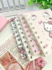 4pcs Sanrio Hello Kitty Spiral Notebooks - Thick & Cute Cartoon Theme Daily Memo Pad, Suitable For School, Office, Sanrio Stationery