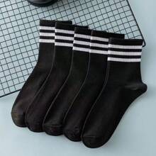5/10 Pairs Of Women's Spring And Summer Thin Three-Bar Two-Bar Socks, Women's Socks, College Style, Casual Men's And Women's Couples, Socks, Men's Socks.