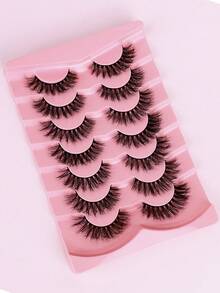 7 Pairs Fluffy Cat Eye Lashes, 6D Curly Thick Faux Mink Eyelashes, Look Like Real Soft Curly Lashes