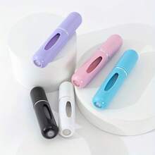 Set de 5 Minipulverizadores recargables de perfume de 5ml de plástico con botón, envase cosmético reutilizable unisex para viajes, idea de regalo