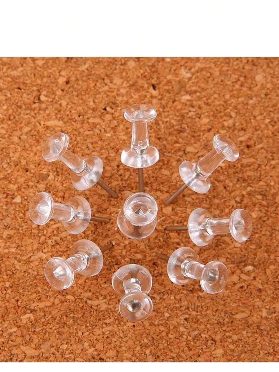 200 件盒装，图钉透明图钉用于公告板、墙壁、软木板、墙钉、大头针重型图钉用于悬挂艺术学生绘画大延伸创意可爱图钉办公用品、情人节场景布置、公告板图钉、墙壁图钉、软木板、地图