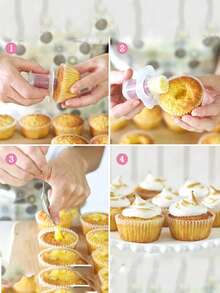 1 件可重复使用的纸杯蛋糕衬垫和填充工具、蛋糕烘焙工具、厨房用品 - 紅色 - 查看 5