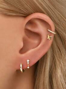 1 pieza Pendiente chapado en oro con rosca interna tipo Labret | Pendiente de tuerca de plata esterlina 925 hipoalergénico | Pendiente plano para cartílago Helix | Pendiente trasero tipo Labret | Para uso diario de mujeres y hombres (Vendido como 1 pieza)