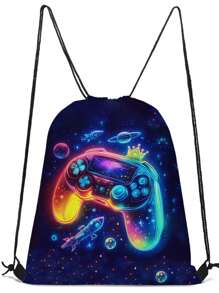 Bolsa con cordón, mochila ligera, mochila estampada con camión/astronauta de varios colores, para deportes, senderismo y viajes, de material de poliéster duradero