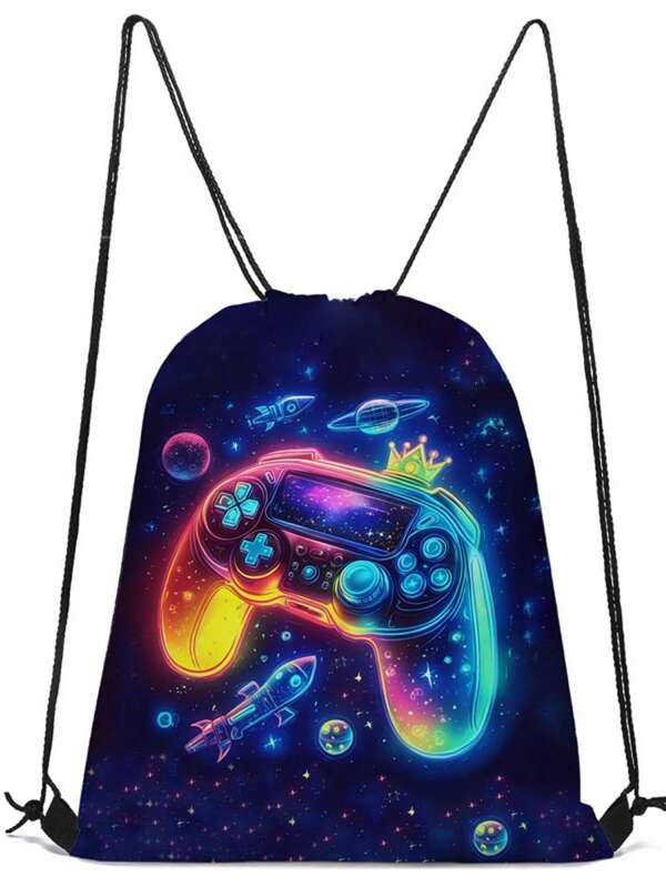 Bolsa con cordón, mochila ligera, mochila estampada con camión/astronauta de varios colores, para deportes, senderismo y viajes, de material de poliéster duradero