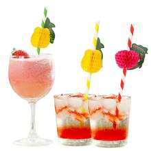 10 支水果装饰吸管，创意设计，适合甜点、奶茶、酒吧派对、学校用品