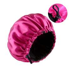 Women's Solid Colored Double-Layered Satin Bonnet Adjustable Slouchy Cap With Elastic Button Closure, Fashionable Sleep Bonnet For Daily Use To Protect & Style Hair