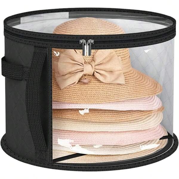 1Pc Hat Storage Organizer With Clear Window, Transparent Foldable Storage Box, Waterproof Closet Storage Bag, Large Capacity Reinforced Handles Hat Case, Multi-Purpose Travel Hat Organizer, Clear View Storage Pouch, Portable Hat Protector, Space-Saving Container (For Cowboy Hats/Sun Caps/Beach Accessories) - Organize Clothing, Toys, Capsule Wardrobe, Under-Bed Storage, Home Closet, Outdoor Travel, Beach Trips, Dorm Room Essentials