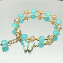 1pc Y2K Style Energetic Bead Bracelet, Acrylic Butterfly Stretch Bracelet Suitable For Women, Casual/Fresh, Random Butterfly Placement