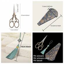 Bộ 3 kéo thép không gỉ Giáng sinh cổ điển, dụng cụ may vá thủ công Giáng sinh, kéo thêu, gói quà DIY, kéo tua rua trang trí có tay áo bảo vệ - Nhiều màu - Xem 3