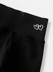 Pantalones acampanados negros con estampado de corazones para niñas, leggings de yoga de alta elasticidad elegantes, pantalones casuales largos de moda para niños
