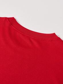 Áo thun nam ngắn tay dáng rộng Shwiy phong cách thể thao thường ngày, in chữ kiểu Ý, họa tiết quốc kỳ, sọc đen, thích hợp cho mùa xuân/hè, đi học, mặc hàng ngày, phong cách đường phố. - Đỏ - Xem 6