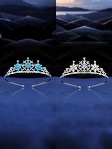 2pcs Teen Snowflake Crown Headband, Colorful Princess Crown Hair Accessories For Girls - Baby Blue - View 16