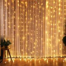 Cordão de luzes de cortina LED USB, decoração de quarto de Natal, guirlanda de luzes com controle remoto e 8 funções, decoração de cortina para casamento e aniversário