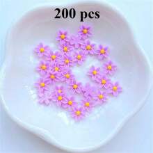 1 paquete de 100/200 piezas mini flores planas de 0,75 cm/0,29" de resina linda para decoración de joyería