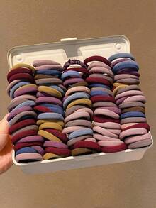 50/100pcs Girl Seamless Elastic Hair Ties,Simple & Versatile Hair Accessories - Multicolor - View 4