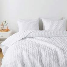 Dark Grey Quilt King Size Bedding Sets With Pillow Shams, Lightweight Soft Bedspread Coverlet, Quilted Blanket Thin Comforter Bed Cover, All Season Spring Summer, 3 Pieces, 104x90 Inches - 白色 - 查看 3