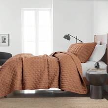 Dark Grey Quilt King Size Bedding Sets With Pillow Shams, Lightweight Soft Bedspread Coverlet, Quilted Blanket Thin Comforter Bed Cover, All Season Spring Summer, 3 Pieces, 104x90 Inches - Burnt Orange - View 4