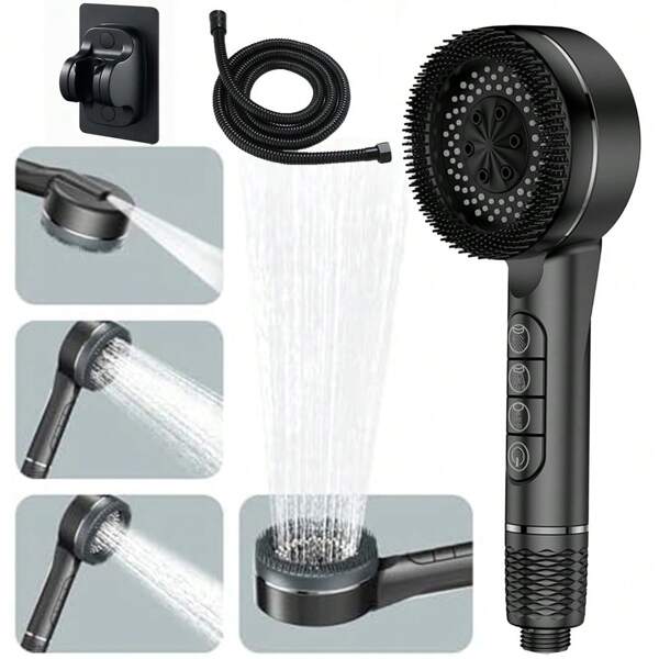 High Pressure Shower Head, Water-Saving Shower Head With 1.5m Hose And Bracket, Anti-Scale, 4 Spray Modes, Universal Water-Saving Shower Head