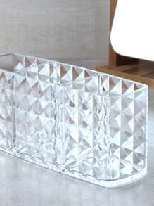 Acrylic Makeup Brush Holder With 3 Slots, Pen Holder Organizer For Desk, Office, Vanity