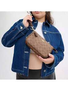 Coach Nolita 19 In Blocked Signature Canvas Women Clutch Bag Ladies Cute Purses And Bags Women Bag Shoulder Bag - Tan Brown - 查看 6