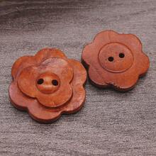 10pcs Vintage Wooden Buttons | Double-Sided Flower Design In Rich Red & Brown, Ideal For Coats, Blazers, Cardigans, And Crafts, Sewing Notions & Supplies - Multicolor - View 11