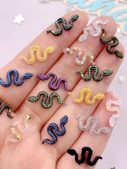 50 pezzi di resina glitterata mista, mini paillettes colorate, serpente, retro piatto, strass, album di ritagli, decorazioni per matrimoni, fai da te, applique, gioielli, accessori artigianali