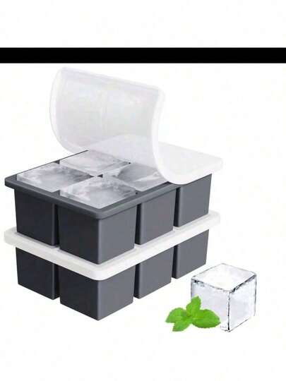 大型6格方形硅胶冰格，材质制成，适用于冰淇淋、冷冻甜点和果汁，家庭使用