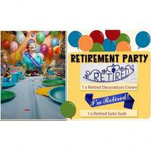 New  Retirement Party Drations Retired Tiara/Crown, Retired Sash For Women Retirement Gifts, Retirement Party Pli, Gifts, Favors (Dark Blue) - 深藍色 - 查看 6