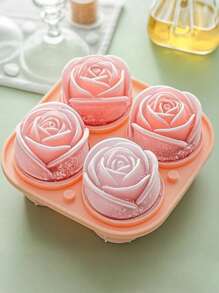 1 stampo per cubetti di ghiaccio a forma di rosa in silicone, stampo per cubetti di ghiaccio a forma di rosa a 4 celle per creme gelate, stampo per rose tridimensionali, accessorio da cucina per ristoranti, stampo per cubetti di ghiaccio per cortile domestico, picnic all'aperto e campeggio, vassoio in silicone per whisky e cocktail, adatto per la preparazione di bevande fredde, succhi, caffè e dessert, accessorio da cucina estivo
