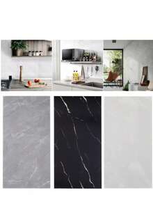 10PCS Self-Adhesive Grey Marble PVC Cladding Wall Panels For Kitchen Bathroom 60cm X 30cm - Light Grey - View 1
