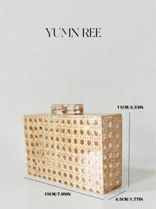 NUOVA ELEGANTE BORSA CLUTCH INTRECCIATA IN ACRILICO TINTA UNITA PER SIGNORE, PORTAFOGLI PICCOLO INTRECCIATO CHIC CON CATENA, BORSA TRUCCHI, BORSA MINI DA SERA ALLA MODA, BORSA TOTE INTRECCIATA VINTAGE PORTATILE PER DONNA