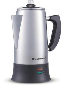 Elite Gourmet EC923 Percolador de café eléctrico, sin BPA, mantiene el calor, perilla de progreso de cerveza transparente, mango de tacto fresco, servicio inalámbrico, 12 tazas, acero inoxidable - Acero Inoxidable - Ver 13