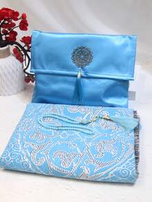 3pcs Set Silk Striped Rug Mat, Portable Travel Blanket 70*110cm, Gift Carpet