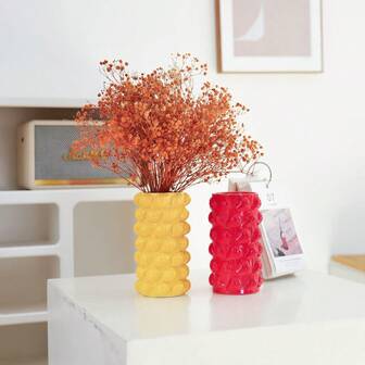 1pc/2pcs Creative Ceramic Vase With Fruit & Lemon Design, Strawberry Element Vase, Nordic Style Home Decor Vase For Living Room, Bedroom, Study Room Decor Flower Vase Glass Vase