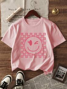 Paquete de 3 camisetas de manga corta y cuello redondo informales estampadas para niñas, con diseño de conejo bonito, ropa de verano para estudiantes y niños, ¡que aporta alegría y felicidad a cada niño!