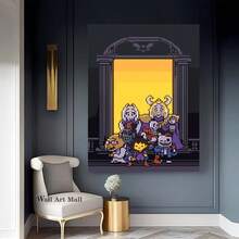 Framed Undertale  Canvas Wall Art Poster -  , Dark Tones With Warm Ing, Featuring Iconic Characters, Perfect For Bars, Cafes, Homes, Offices & Bedrooms Decor,Personalized And Creative Home Decoration, High-Quality Decorative Posters, Dormitories, Gyms, Bars, Coffee Shops, Game Halls, Wall Paintings For Rooms And Living Rooms, Perfect Gifts - Framed - View 2