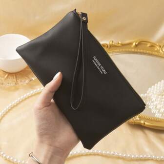 Fashion Minimalist Letter Print With Wrist Strap Slim Portable Zipper Clutch With Card Slots Suitable For Everyday Use Gift For Mom/Women/Girls Business & Casual Wallet For Women Wallet Purse Wallet Long Wallet Wristlet Wallet