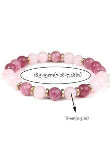 YAUKIA Love Crystal Bracelet - 8mm Rose Quartz & Strawberry Quartz Good Luck, Confidence, Healing Natural Crystal Bracelet, Pink Crystal Boho Jewelry Gift