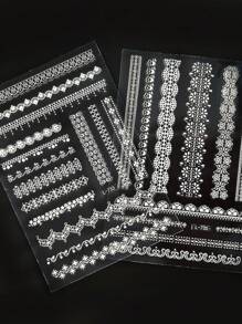16Pcs/Set Four Colors Lace French Nails Art Stickers DIY Adhesive Sliders Nail Polish Manicure Sticker Decals